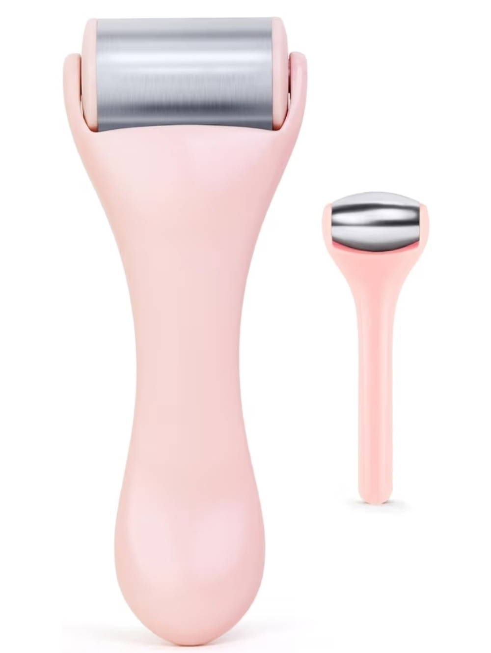 Pink Facial Ice Roller Duo - Stainless Steel Cooling Rollers